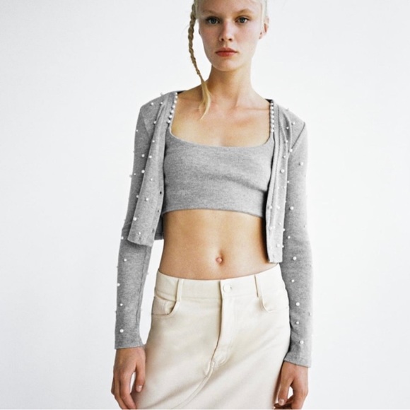 Zara | Sweaters | Zara Pearl Cardigan | Poshmark
